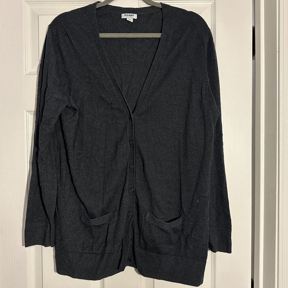 Old Navy Charcoal Grey Button Cardigan with Pockets XL